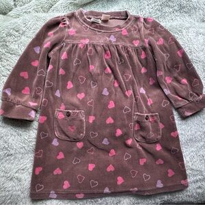Vintage OshKosh B'gosh 18 Months Girls Velour Dress Hearts Pockets